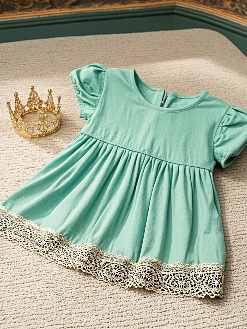 Mint green cotton summer poshak set with gota patti lace borders